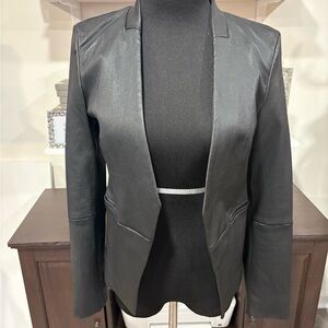 Theory Black Structured Leather Jacket